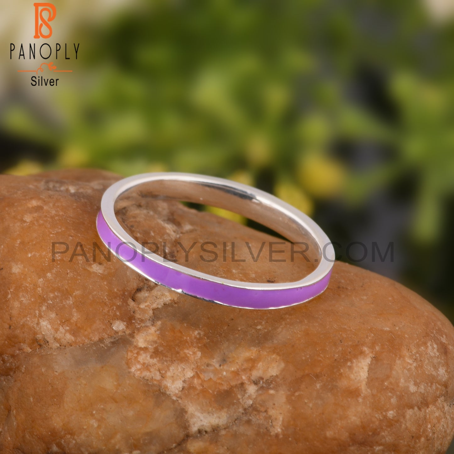 Handmade Purple Enamel 925 Sterling Silver Ring
