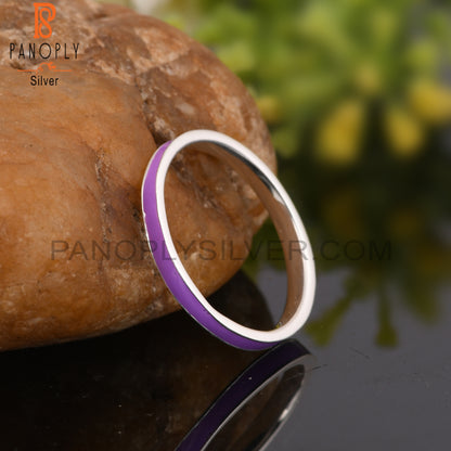 Handmade Purple Enamel 925 Sterling Silver Ring