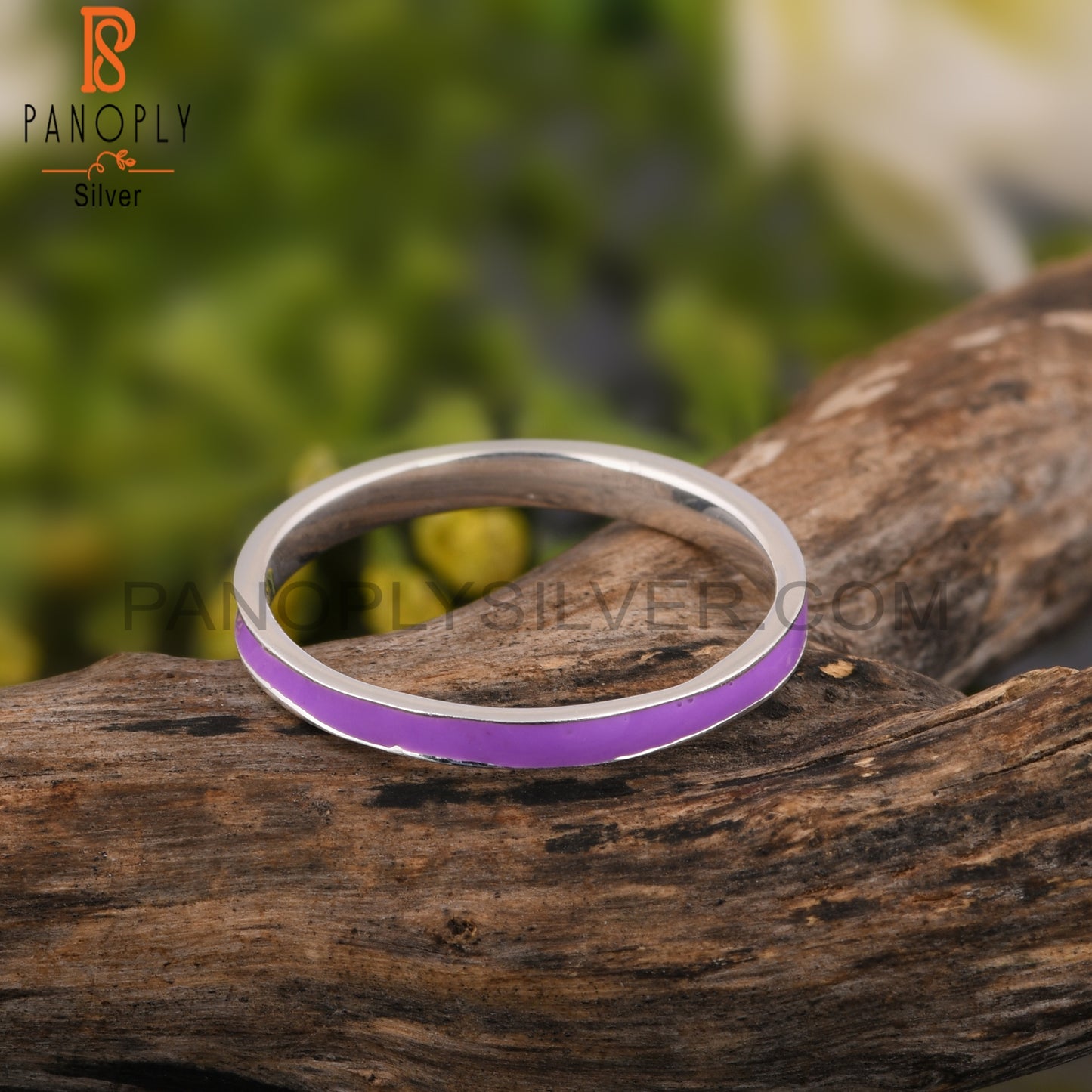 Handmade Purple Enamel 925 Sterling Silver Ring