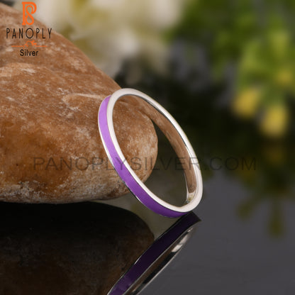 Handmade Purple Enamel 925 Sterling Silver Ring