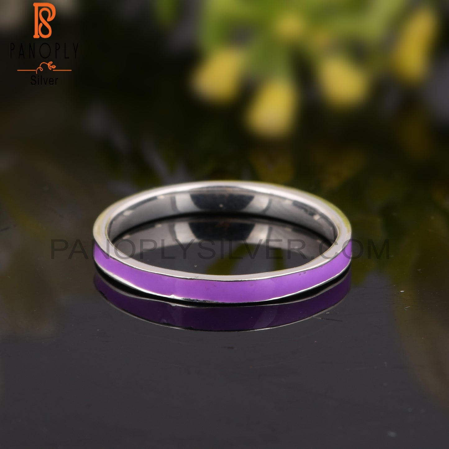 Handmade Purple Enamel 925 Sterling Silver Ring