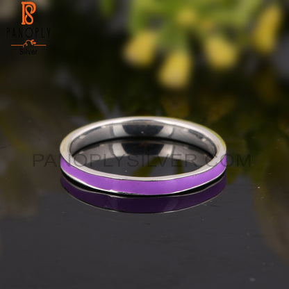 Handmade Purple Enamel 925 Sterling Silver Ring