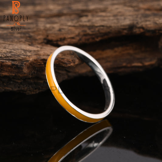 Yellow Enamel 925 Sterling Silver Ring