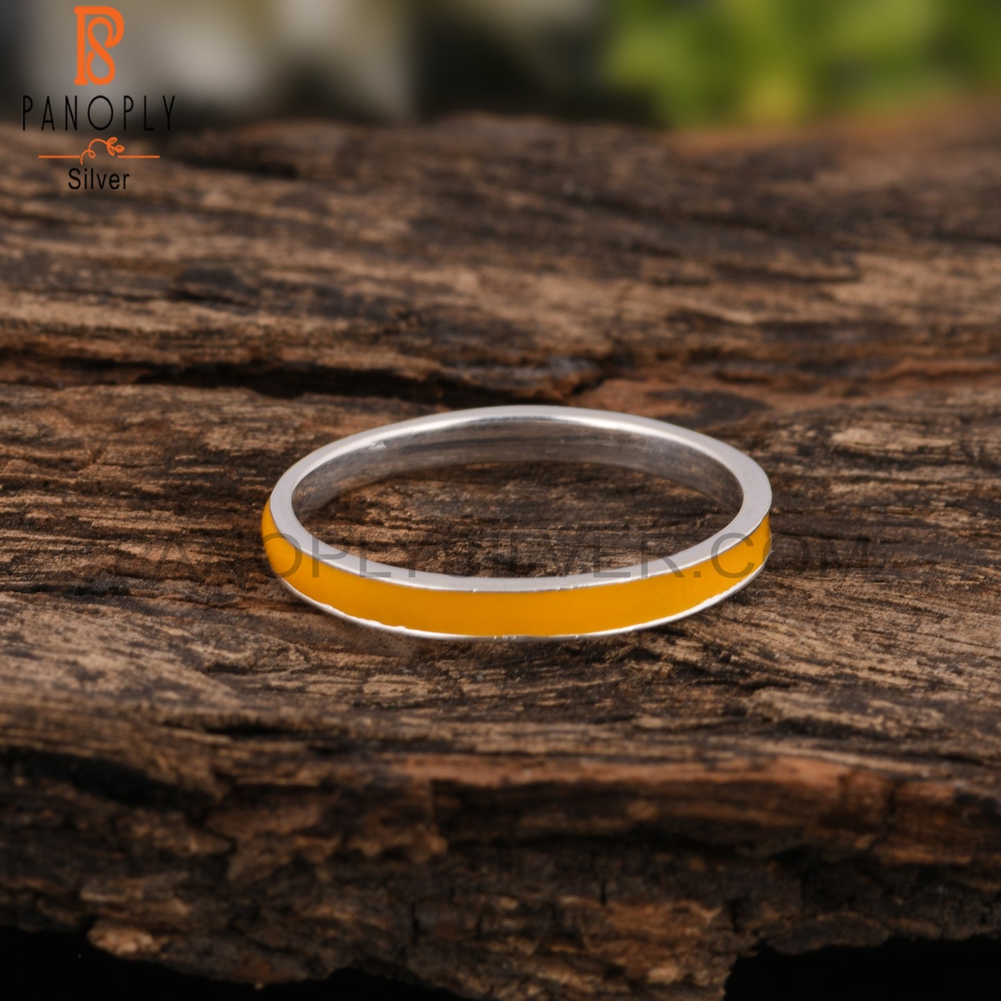 Yellow Enamel 925 Sterling Silver Ring