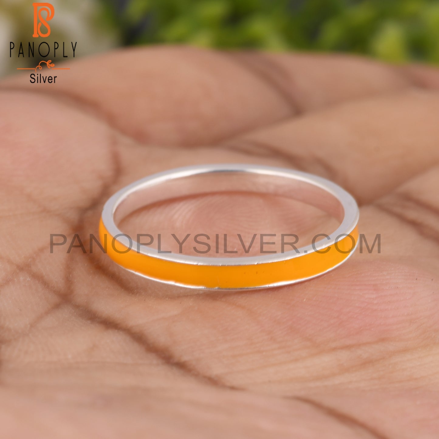 Yellow Enamel 925 Sterling Silver Ring