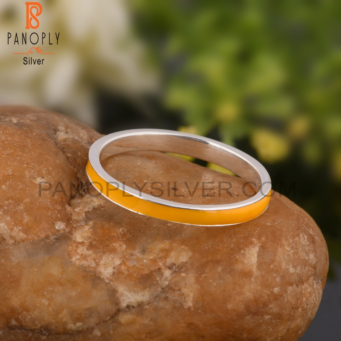 Yellow Enamel 925 Sterling Silver Ring