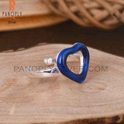 Blue Heart 925 Sterling Silver Ring