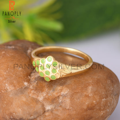 Enamel Green 925 Sterling Silver Enamel Ring