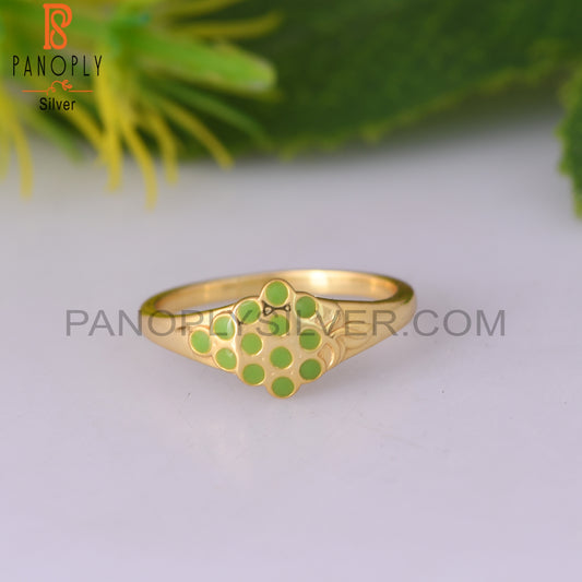 Enamel Green 925 Sterling Silver Enamel Ring