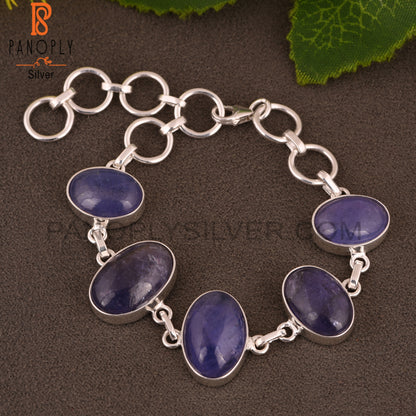 Tanzanite 925 Sterling Silver Chain Link Bracelet