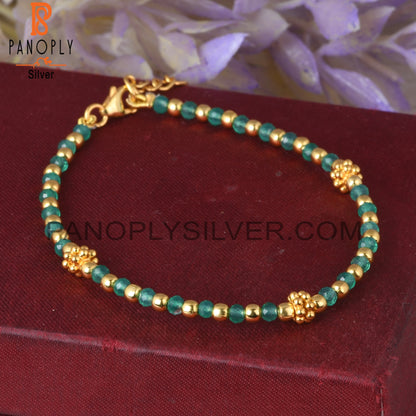 Green Onyx Bead 925 Sterling Silver Bracelet