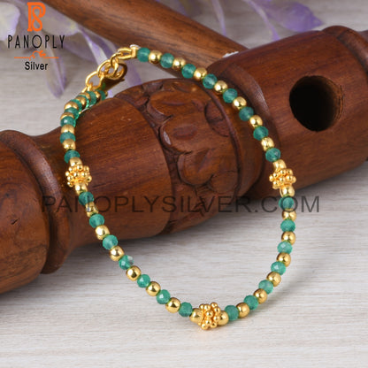 Green Onyx Bead 925 Sterling Silver Bracelet