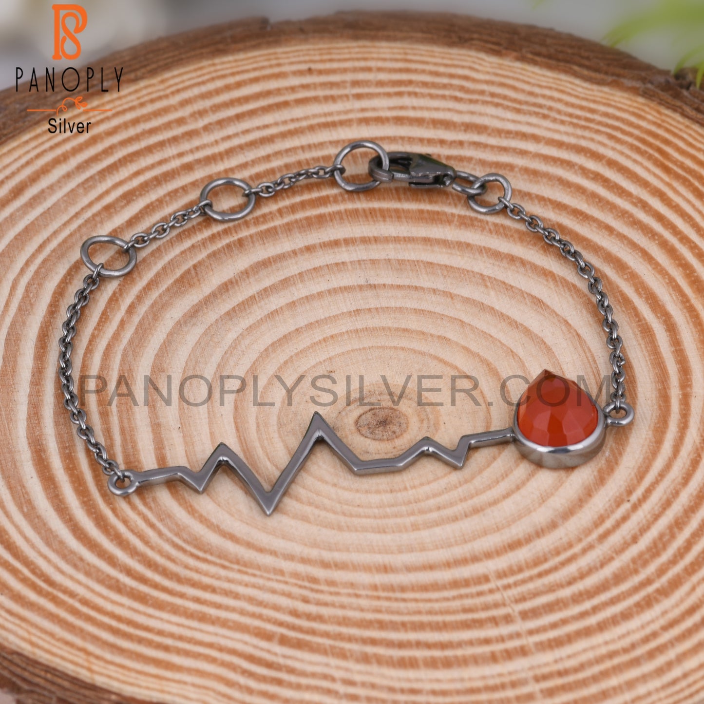 Red Onyx Pear 925 Sterling Silver Bracelet