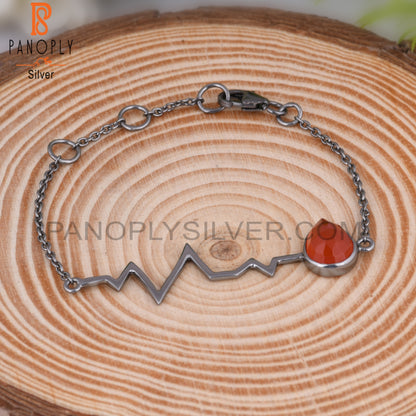 Red Onyx Pear 925 Sterling Silver Bracelet