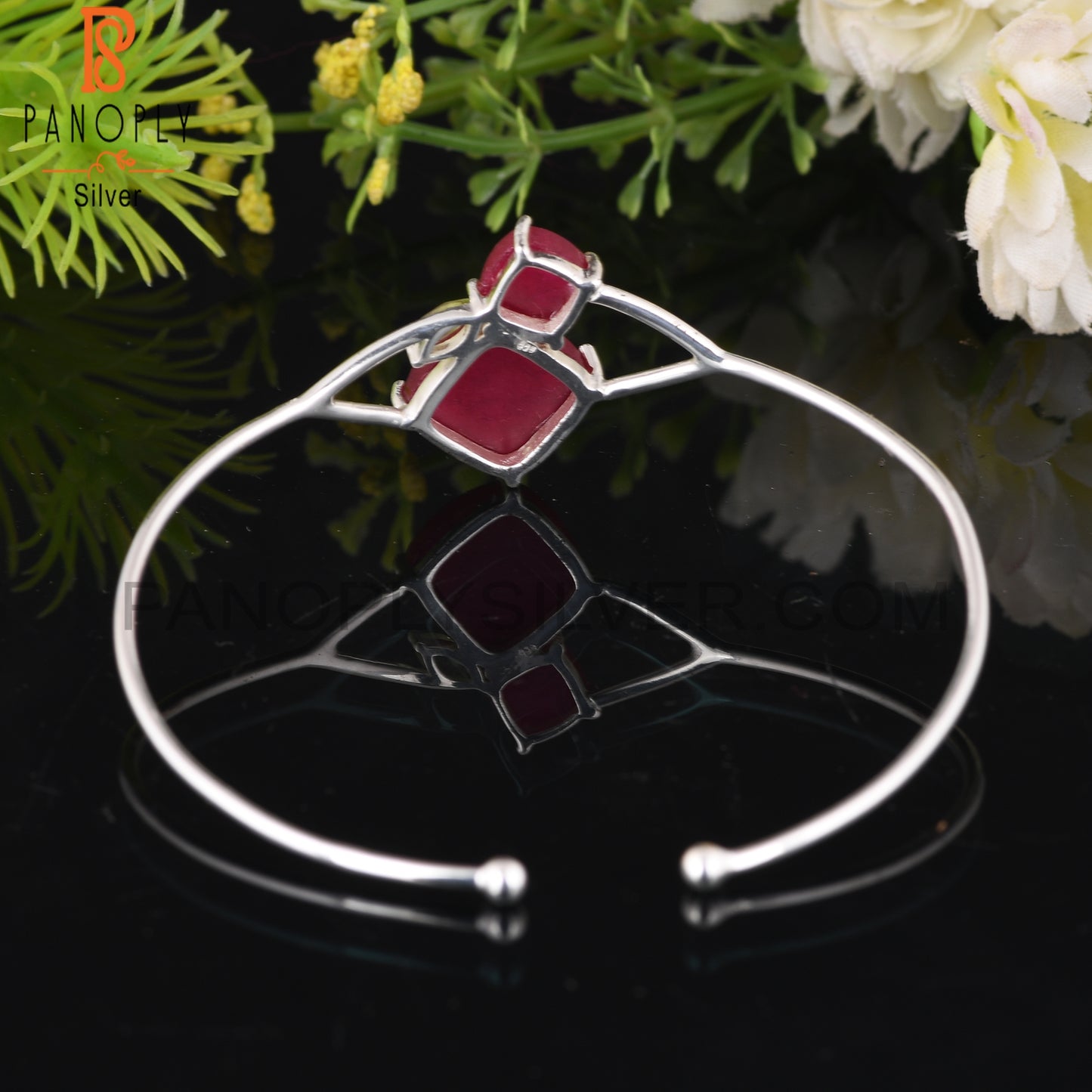 Peridot & Red Ruby 925 Sterling Silver Bracelet