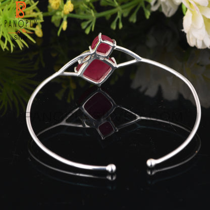 Peridot & Red Ruby 925 Sterling Silver Bracelet