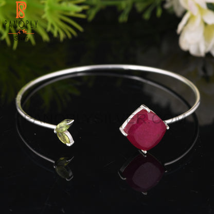 Peridot & Ruby 925 Sterling Silver Bracelet