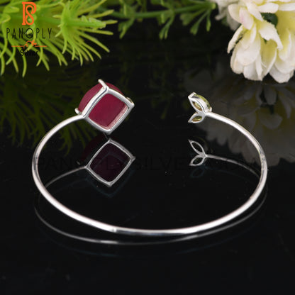 Peridot & Ruby 925 Sterling Silver Bracelet