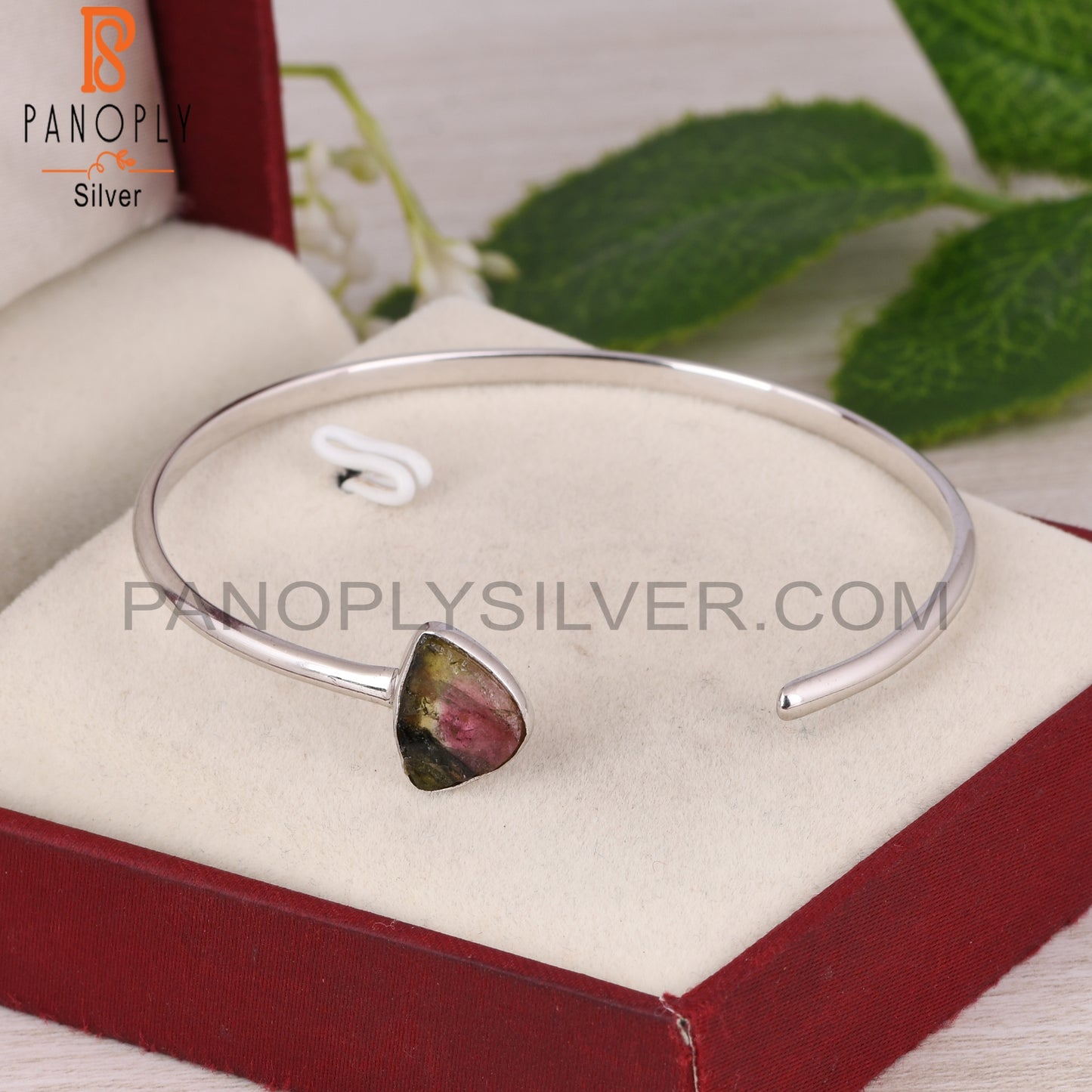 Bio Tourmaline 925 Sterling Silver Cuff