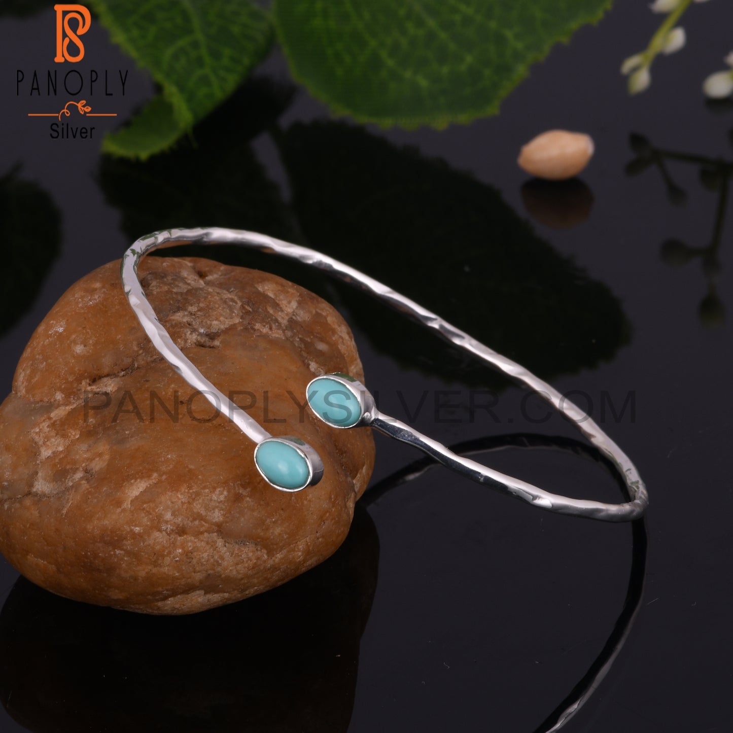 Arizona Turquoise Oval Shape 925 Sterling Silver Bangle