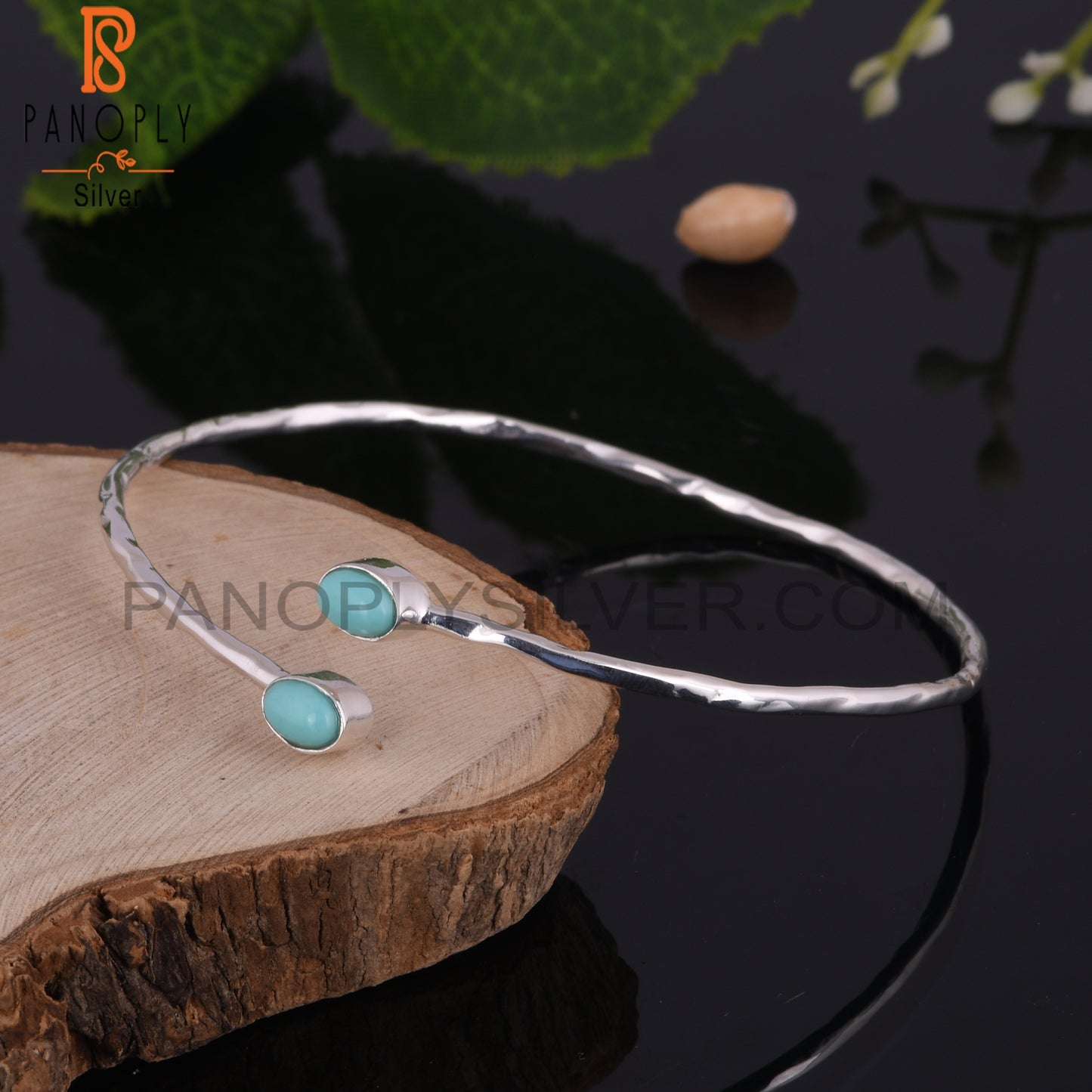 Arizona Turquoise Oval Shape 925 Sterling Silver Bangle