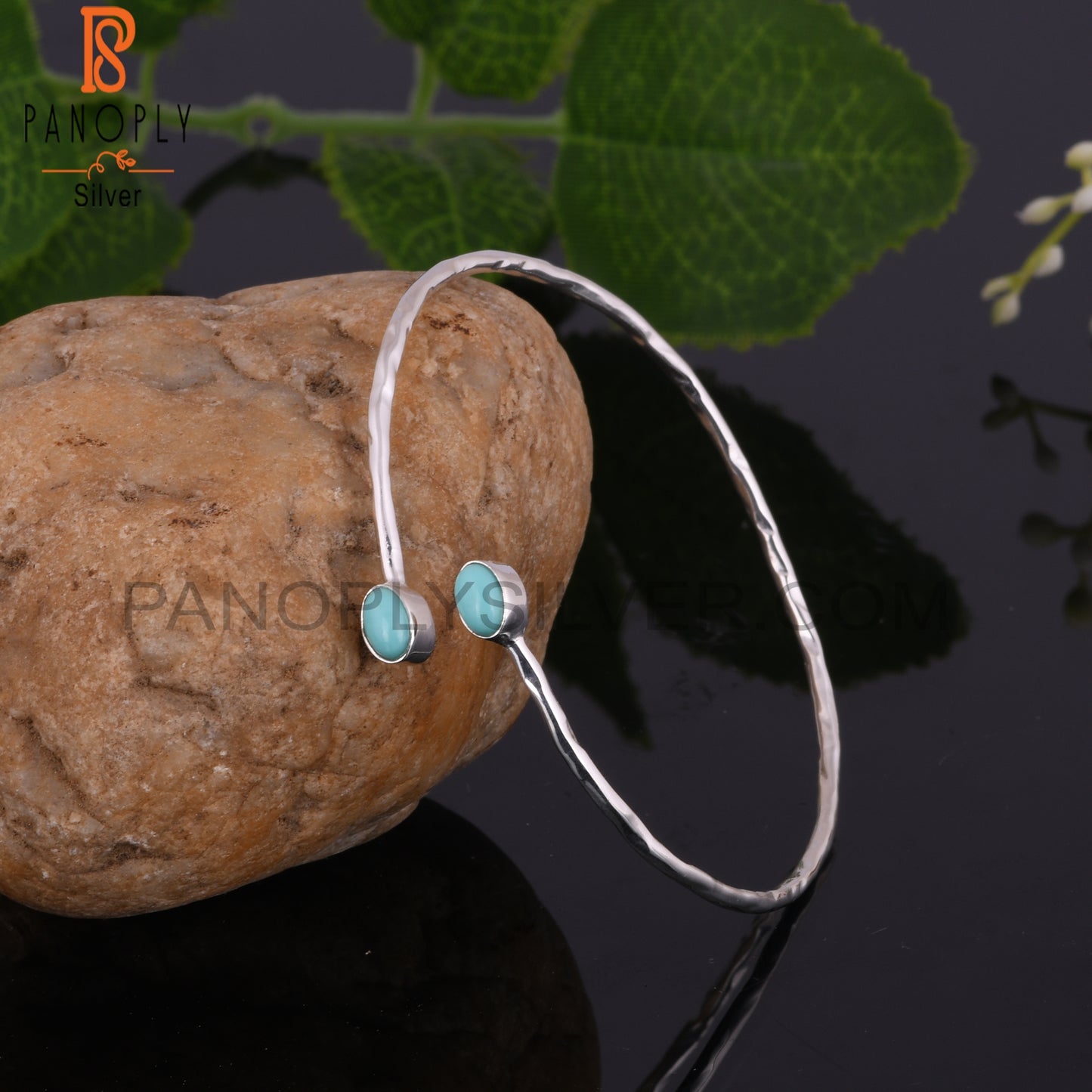 Arizona Turquoise Oval Shape 925 Sterling Silver Bangle