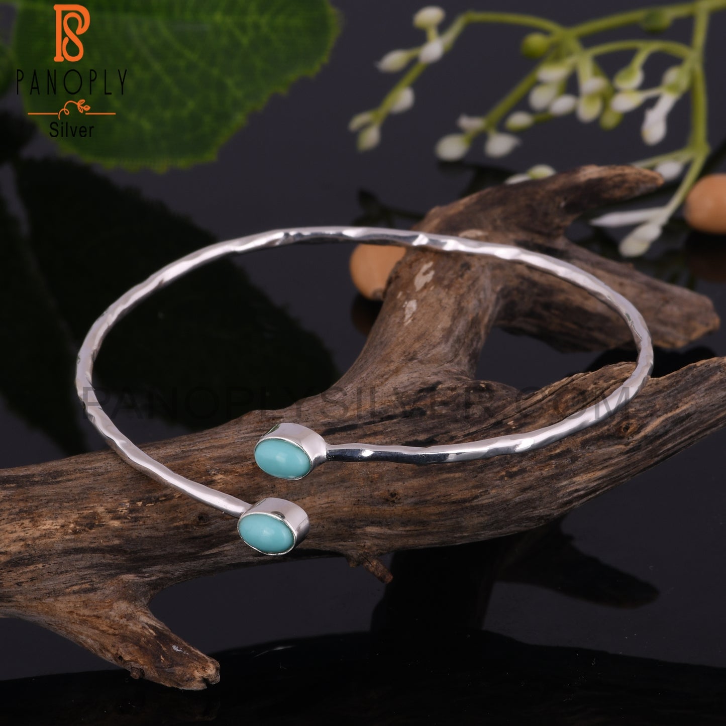 Arizona Turquoise Oval Shape 925 Sterling Silver Bangle