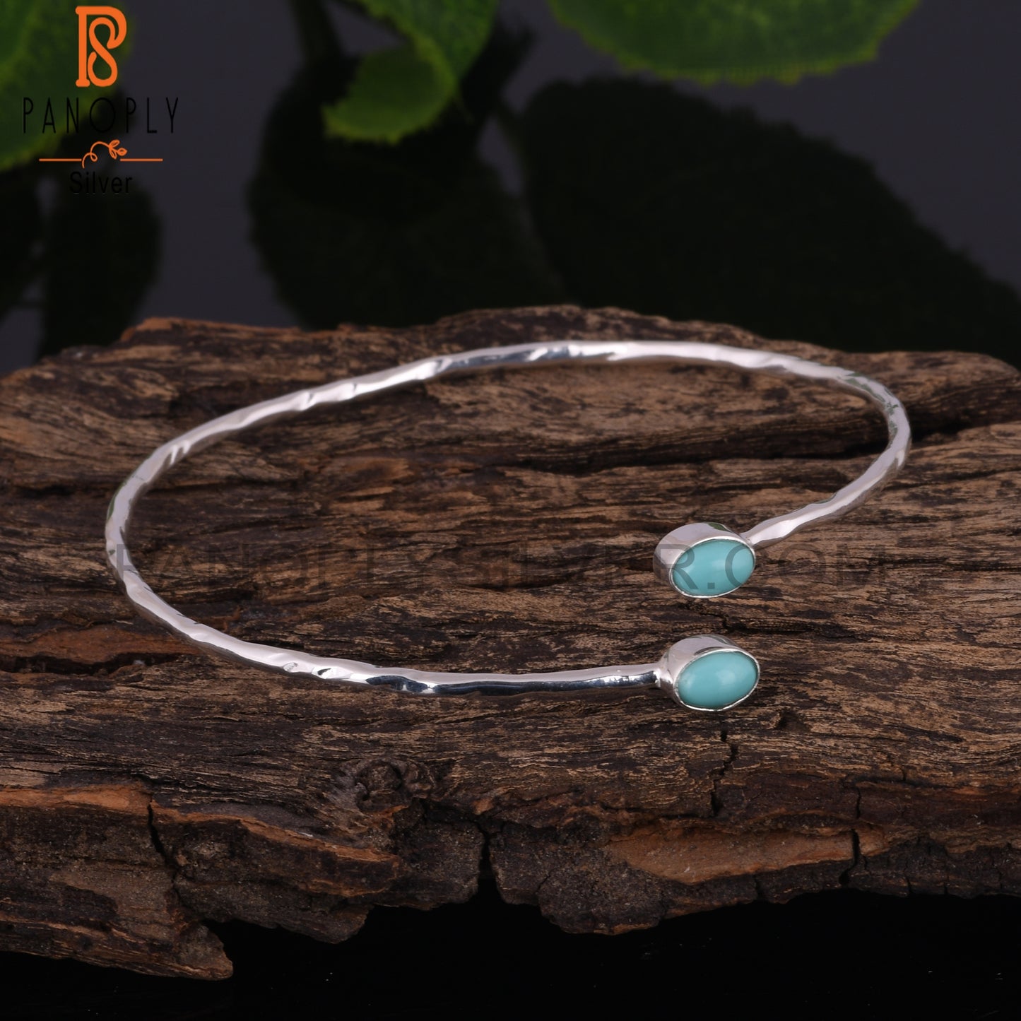 Arizona Turquoise Oval Shape 925 Sterling Silver Bangle