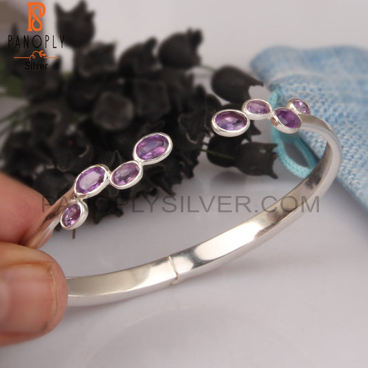 Amethyst Oval 925 Sterling Silver Cuff Bangle