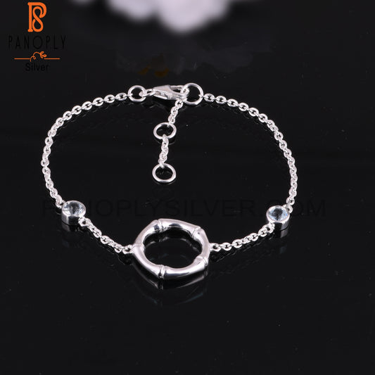 Blue Topaz Round Shape 925 Sterling Silver Bracelet