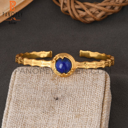 Lapis Round 925 Sterling Silver Cuff