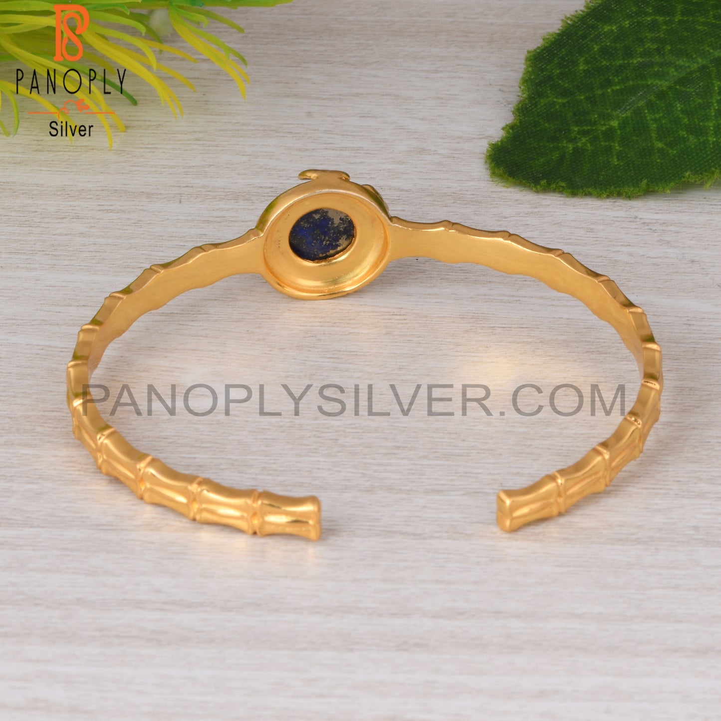 Lapis Round 925 Sterling Silver Cuff