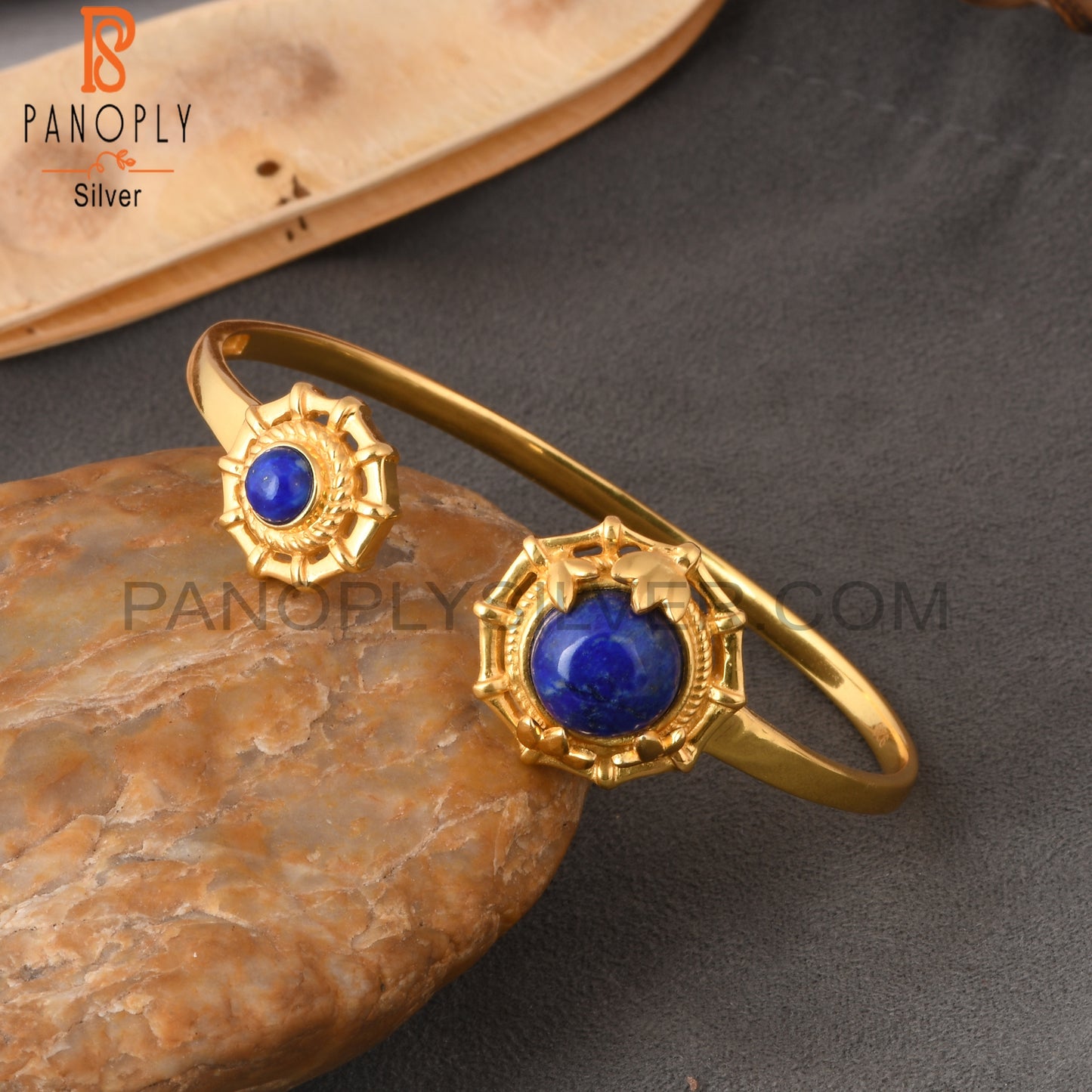 Lapis Round 925 Sterling Silver Adjustable Bracelet