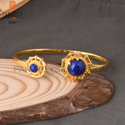 Lapis Round 925 Sterling Silver Adjustable Bracelet