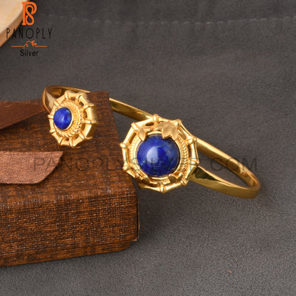 Lapis Round 925 Sterling Silver Adjustable Bracelet