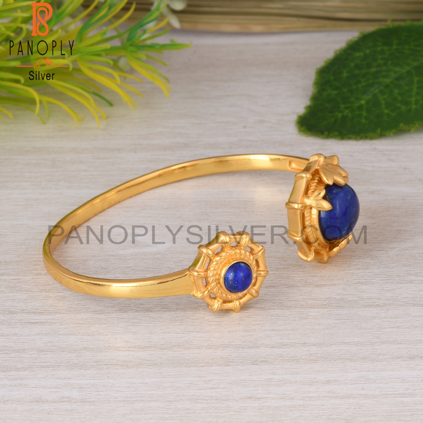 Lapis Round 925 Sterling Silver Adjustable Bracelet