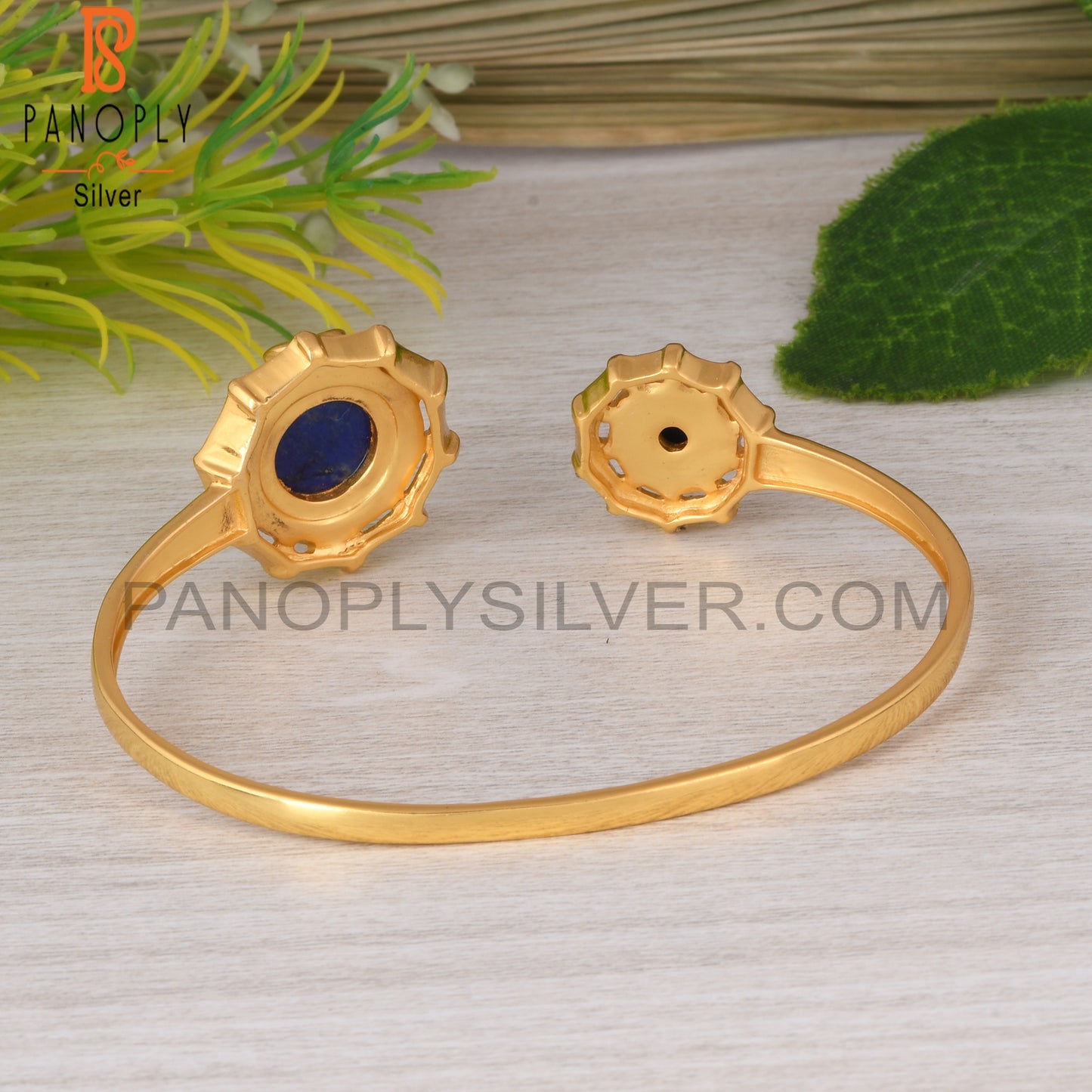 Lapis Round 925 Sterling Silver Adjustable Bracelet