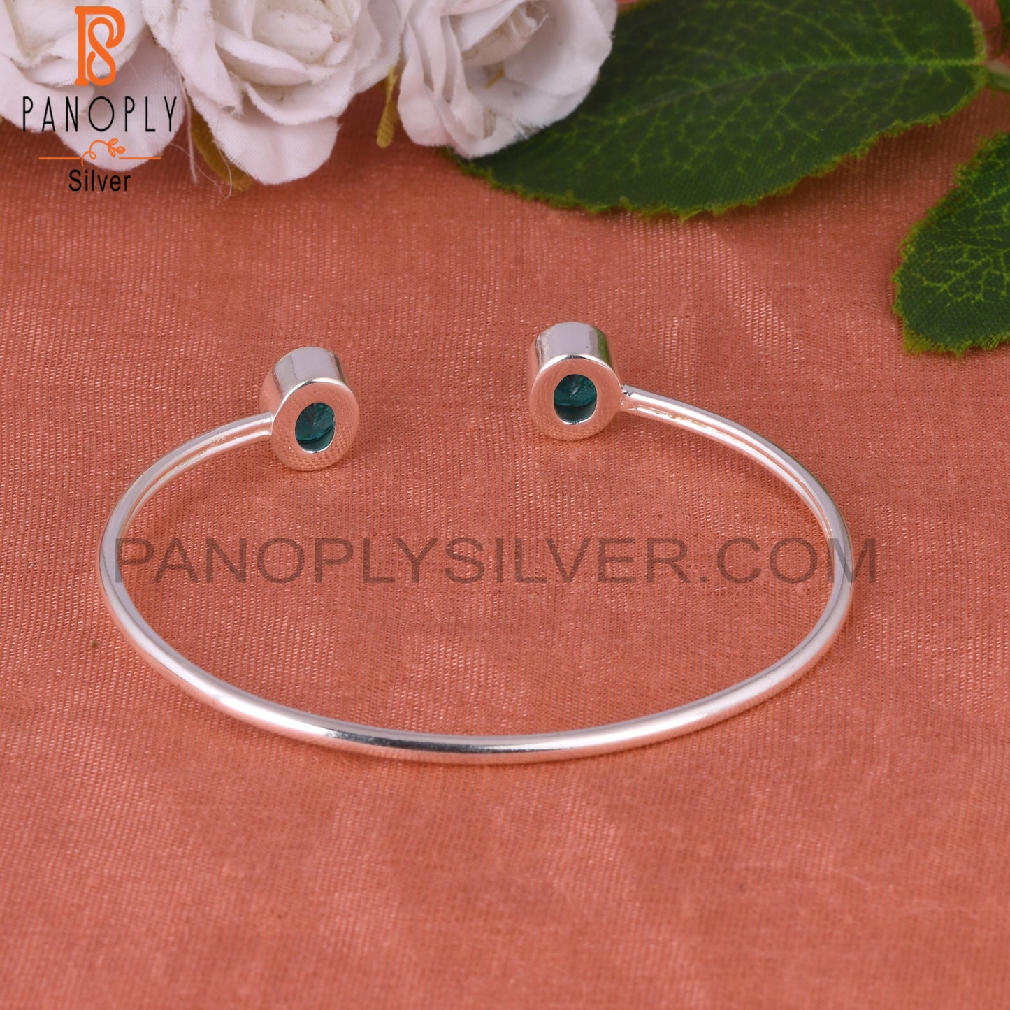 Doublet Santamaria Aquamarine Quartz Oval 925 Silver Cuff