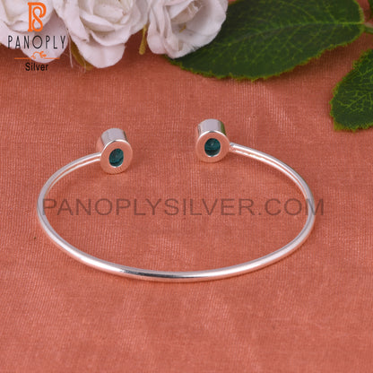 Doublet Santamaria Aquamarine Quartz Oval 925 Silver Cuff