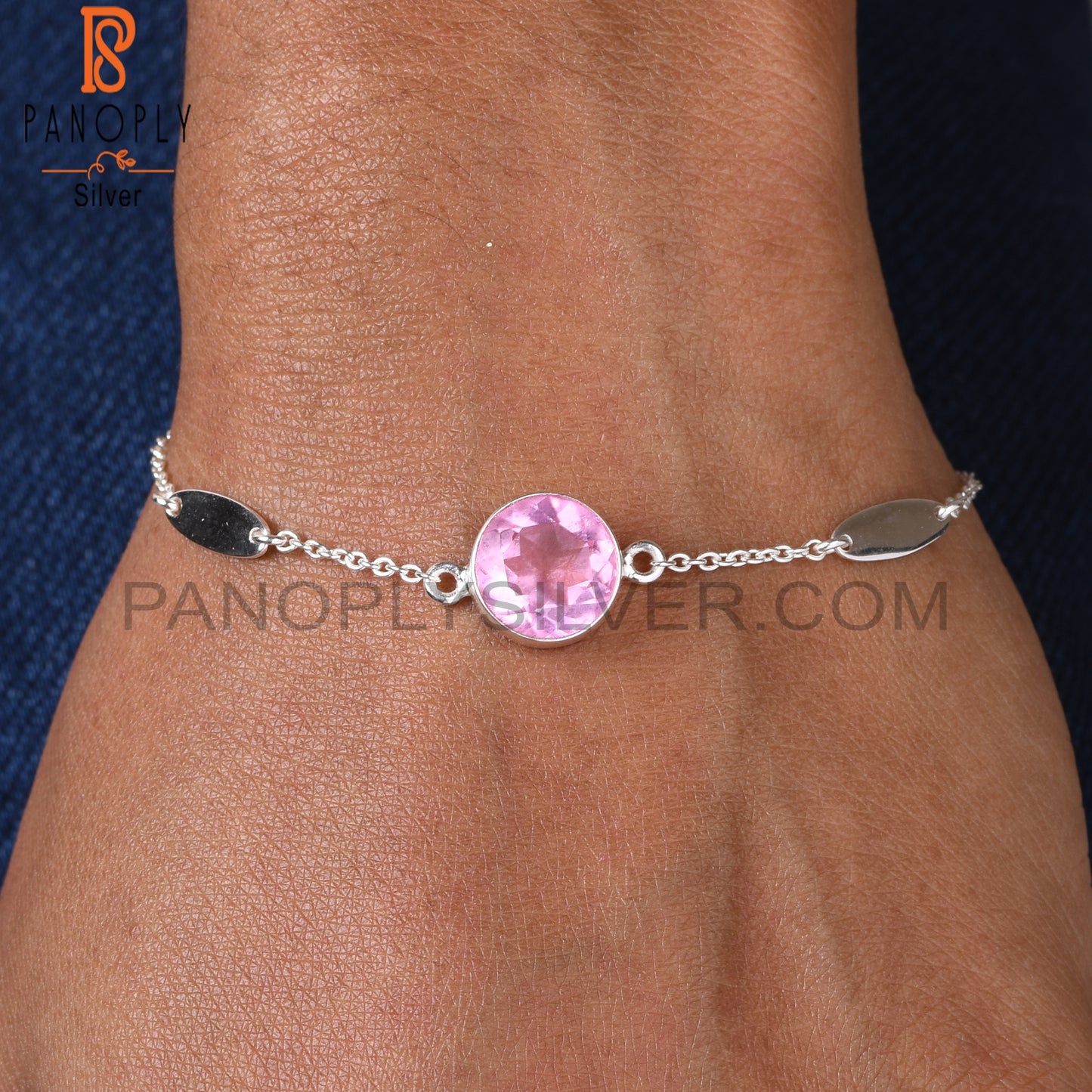 Doublet Kunzite Quartz Palm 925 Sterling Silver Bracelet