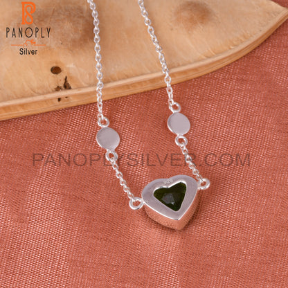 Bio Chrome Diopside Doublet Quartz Heart 925 Silver Bracelet