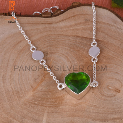 Bio Chrome Diopside Doublet Quartz Heart 925 Silver Bracelet