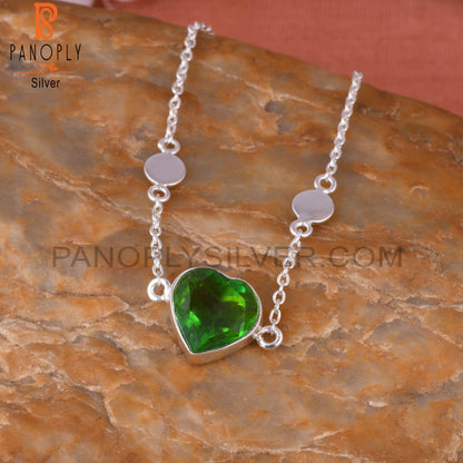 Bio Chrome Diopside Doublet Quartz Heart 925 Silver Bracelet