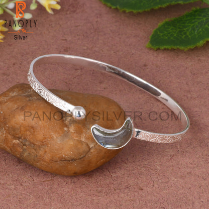 Labradorite Moon 925 Silver Filigree Band Moon Bracelet