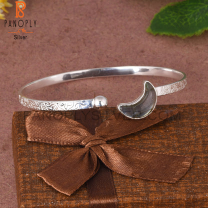 Labradorite Moon 925 Silver Filigree Band Moon Bracelet