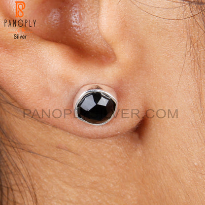 Black Onyx Cushion 925 Sterling Silver Stud Earrings