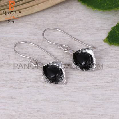 Black Onyx Pear Shape 925 Sterling Silver Earrings
