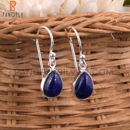 Lapis Pear Shape 925 Sterling Silver Earrings
