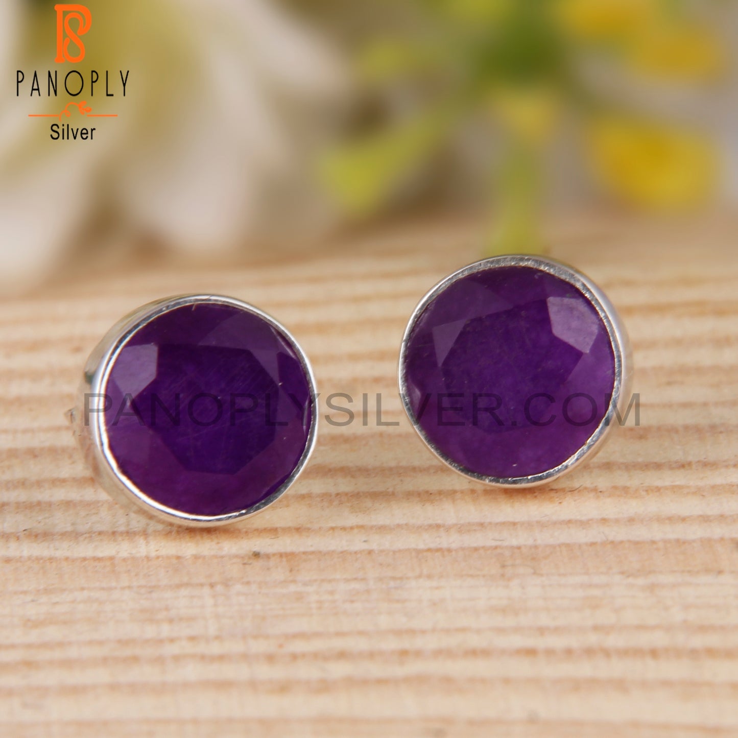 Aventurine Amethyst Quartz 925 Silver Stud Earrings