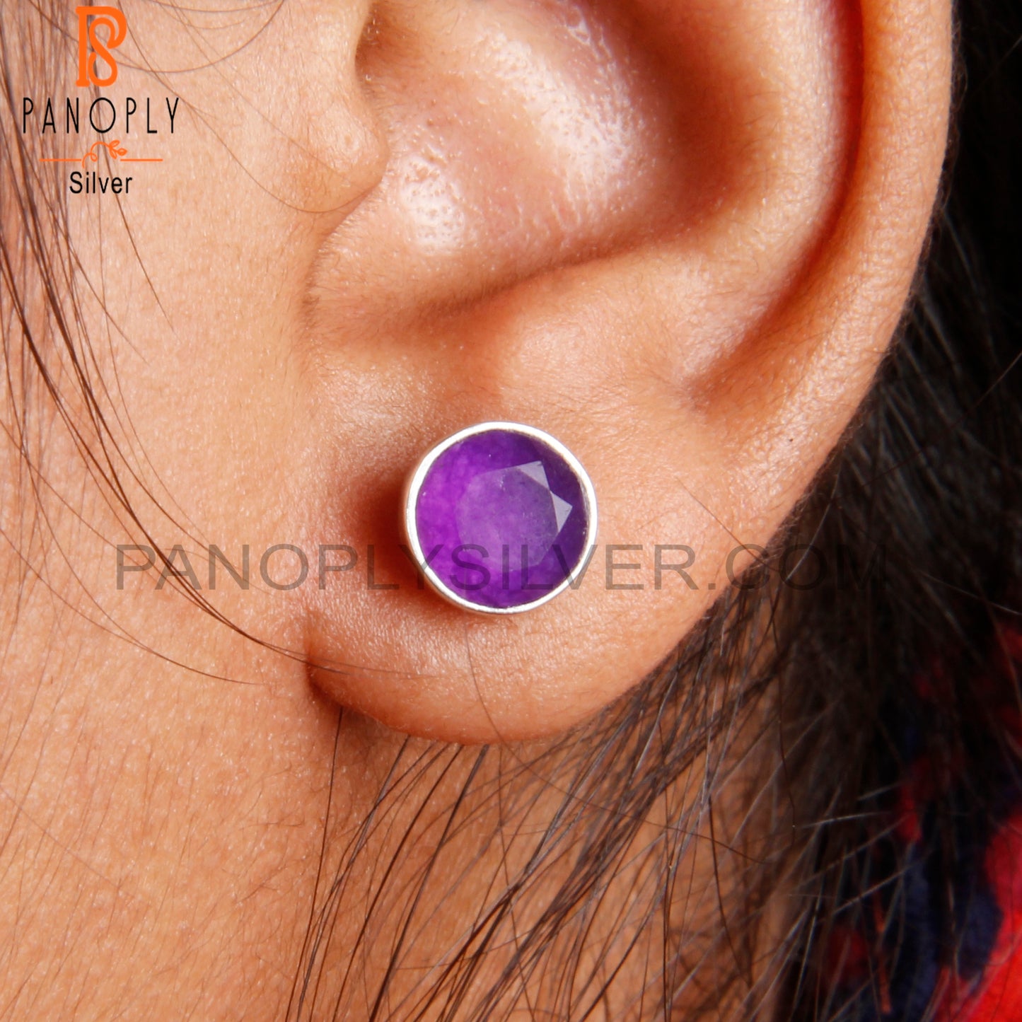 Aventurine Amethyst Quartz 925 Silver Stud Earrings